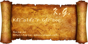 Káplár Gábor névjegykártya